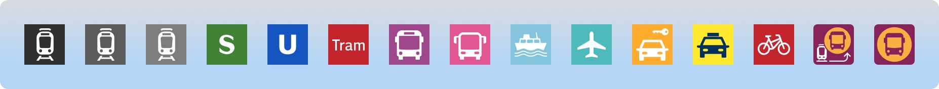 Abbildung 2 Verkehrsmittelsymbole als Quadrate