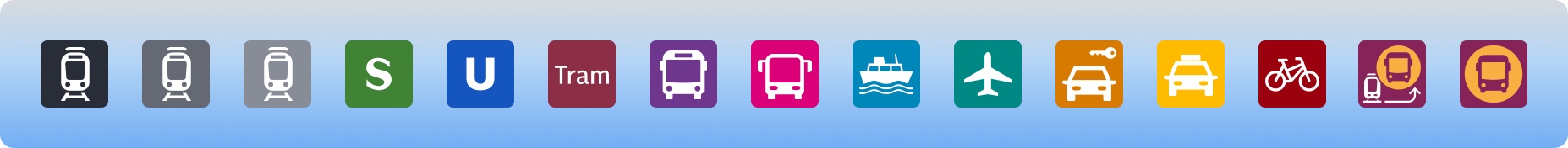 Abbildung 3 Verkehrsmittelsymbole abgerundete Ecken